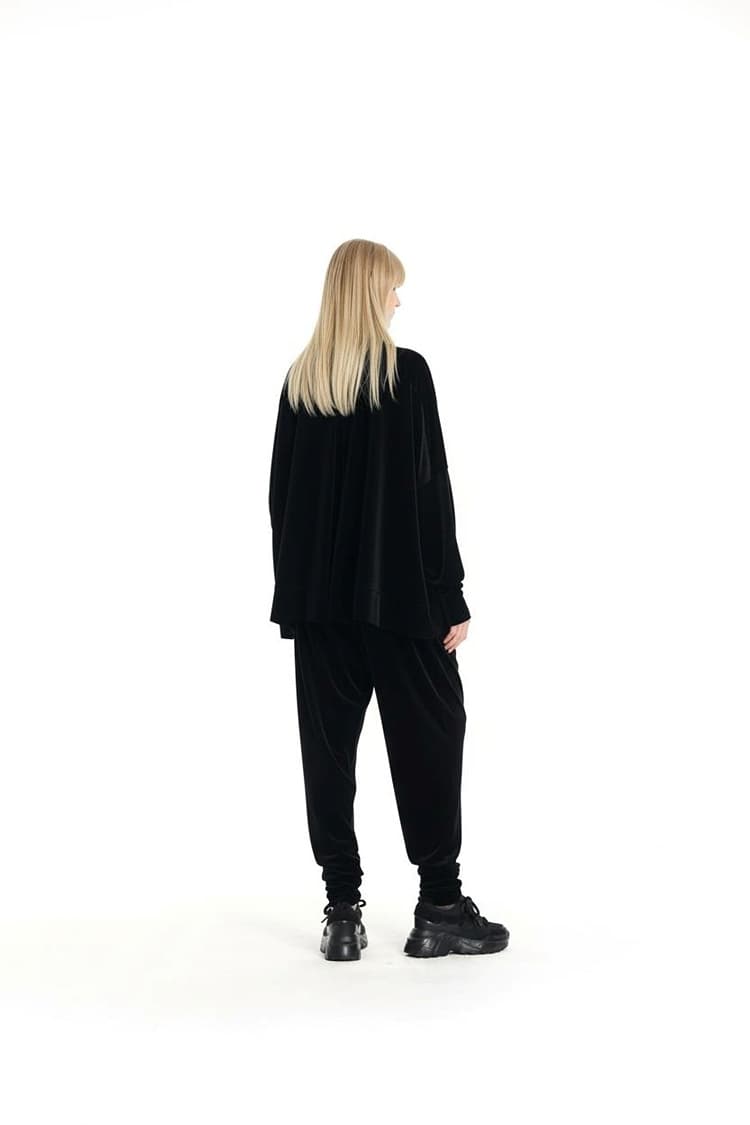 GDeL Velvet Wide Tie Hoodie (Black) — vue 6
