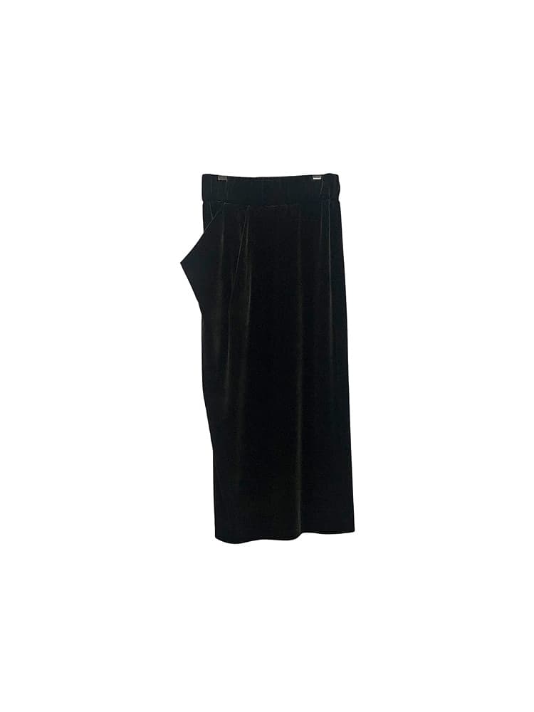 GDeL Asymmetric Pocket Velvet Skirt (Khaki) — vue 12