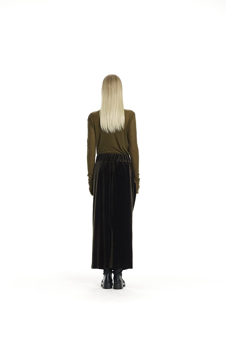GDeL Asymmetric Pocket Velvet Skirt (Khaki) — vue 6