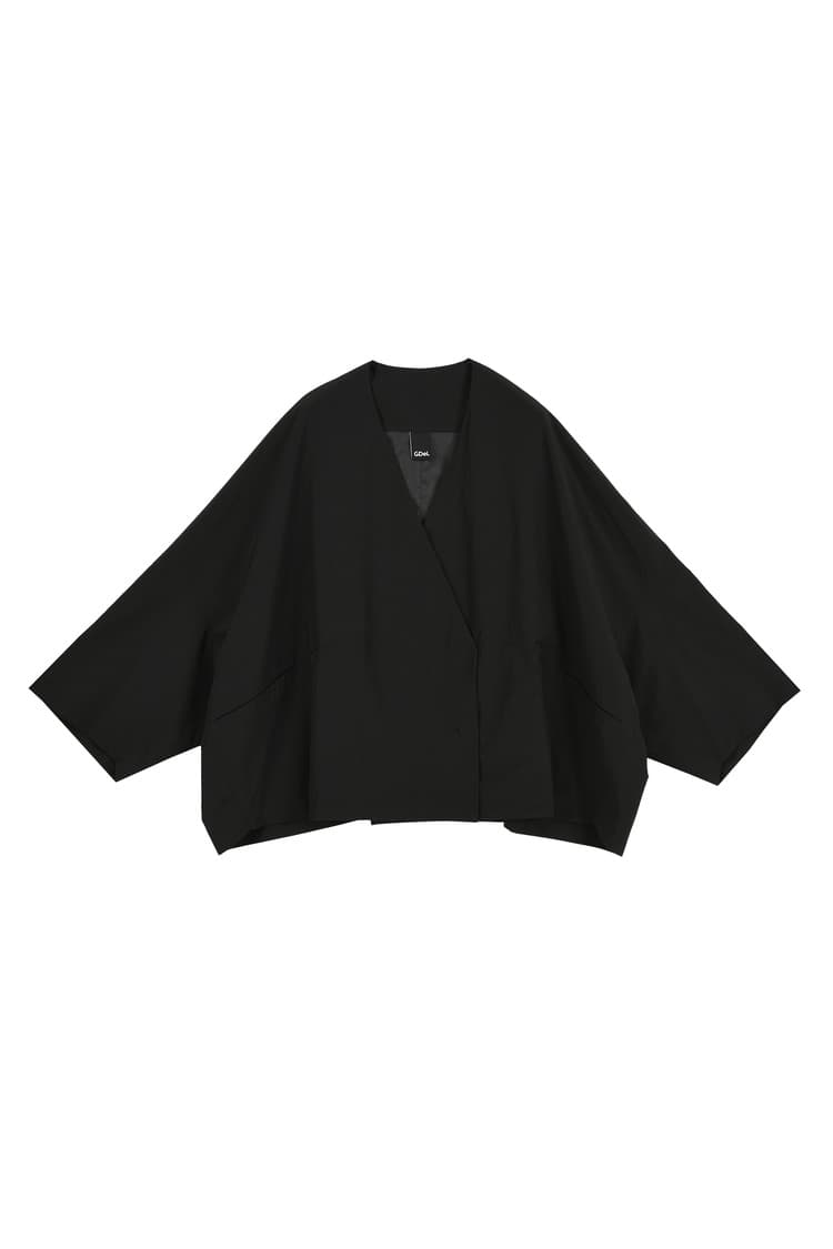 GDeL Recycled Collarless Wide Jacket (Black) — vue 2