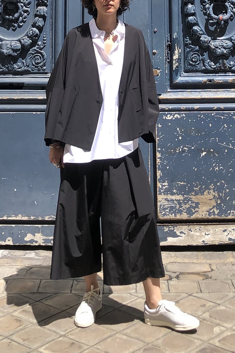 GDeL Recycled Collarless Wide Jacket (Black) — vue 3