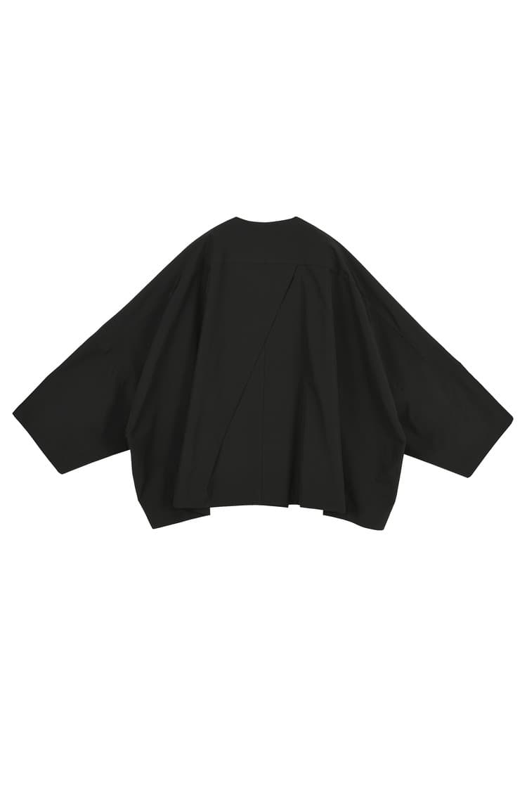 GDeL Recycled Collarless Wide Jacket (Black) — vue 9