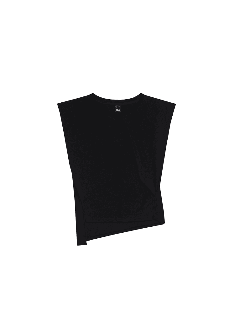 GDeL Recycled Boat V-Neck Sleeveless Top (Black) — vue 2