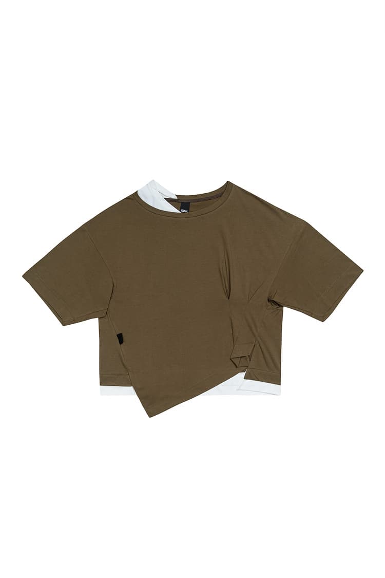 GDeL Recycled Asymmetrical Wide Top (Khaki)