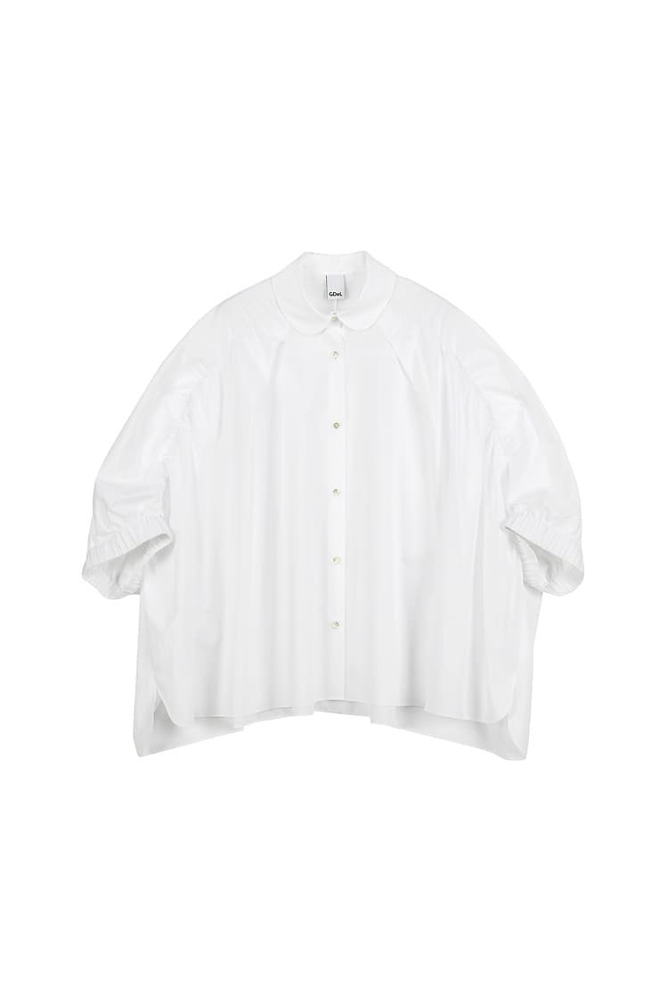 GDeL Shirring Detail Tent-Fit Shirt (White)