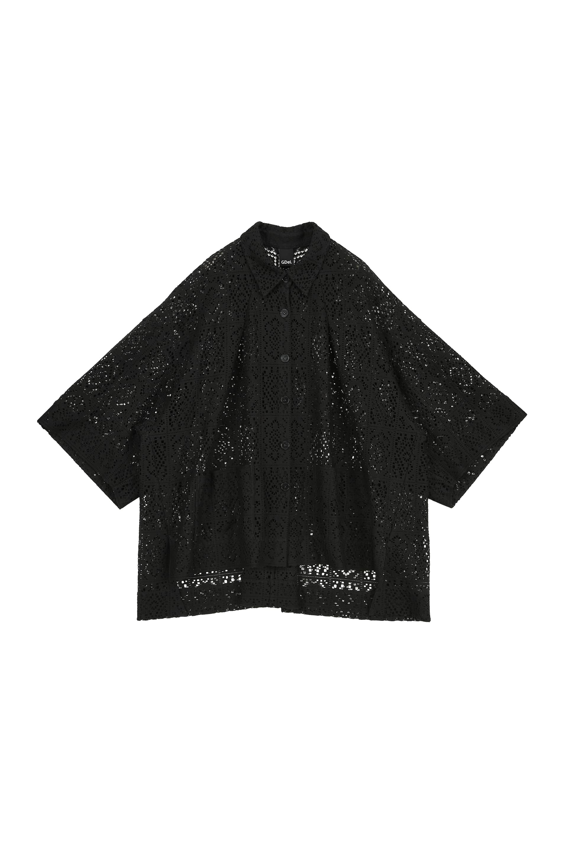 GDeL Square Pattern Lace Shirt (Black)