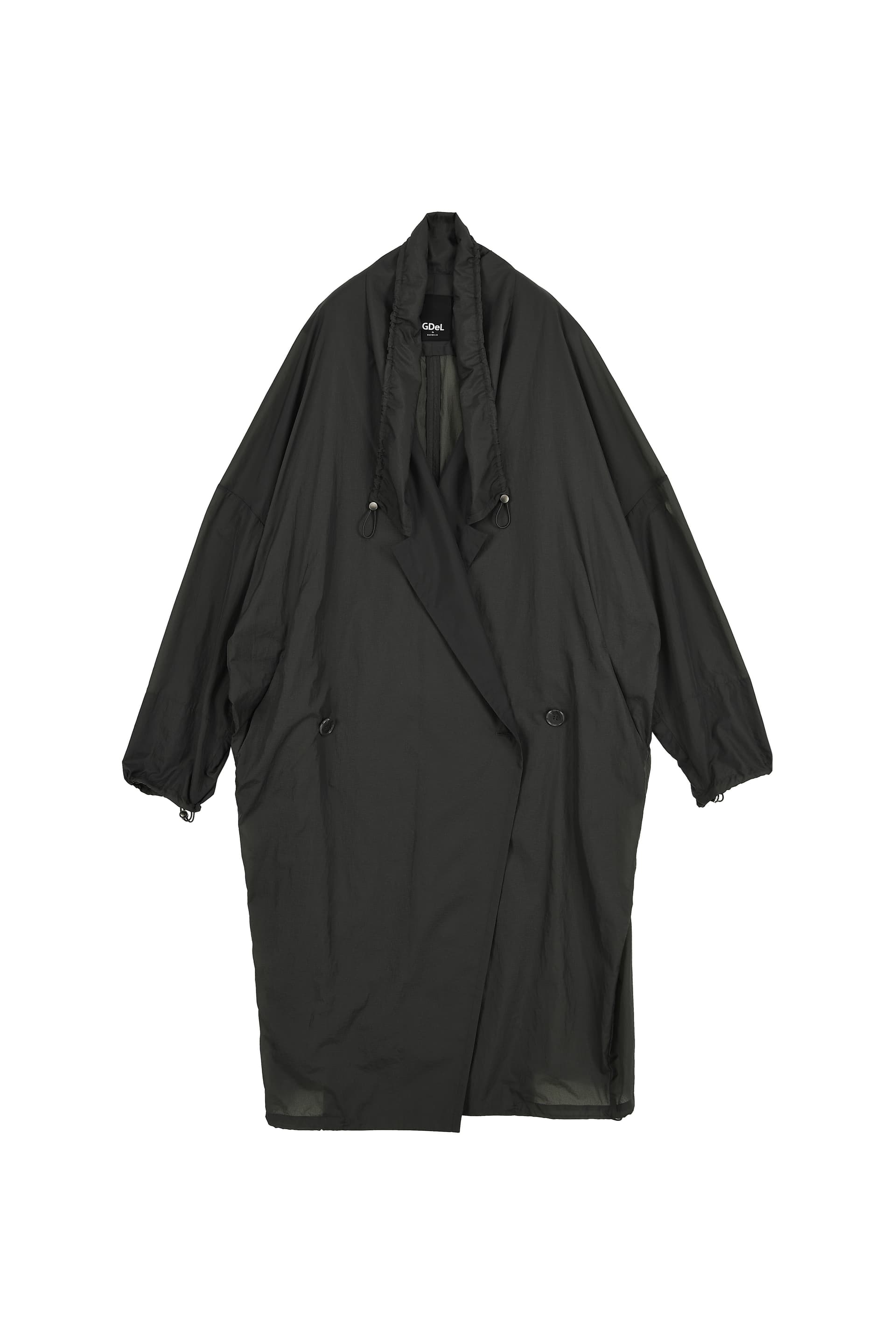 GDeL Recycled Ripstop Shirring Detail Coat (Dark Grey)