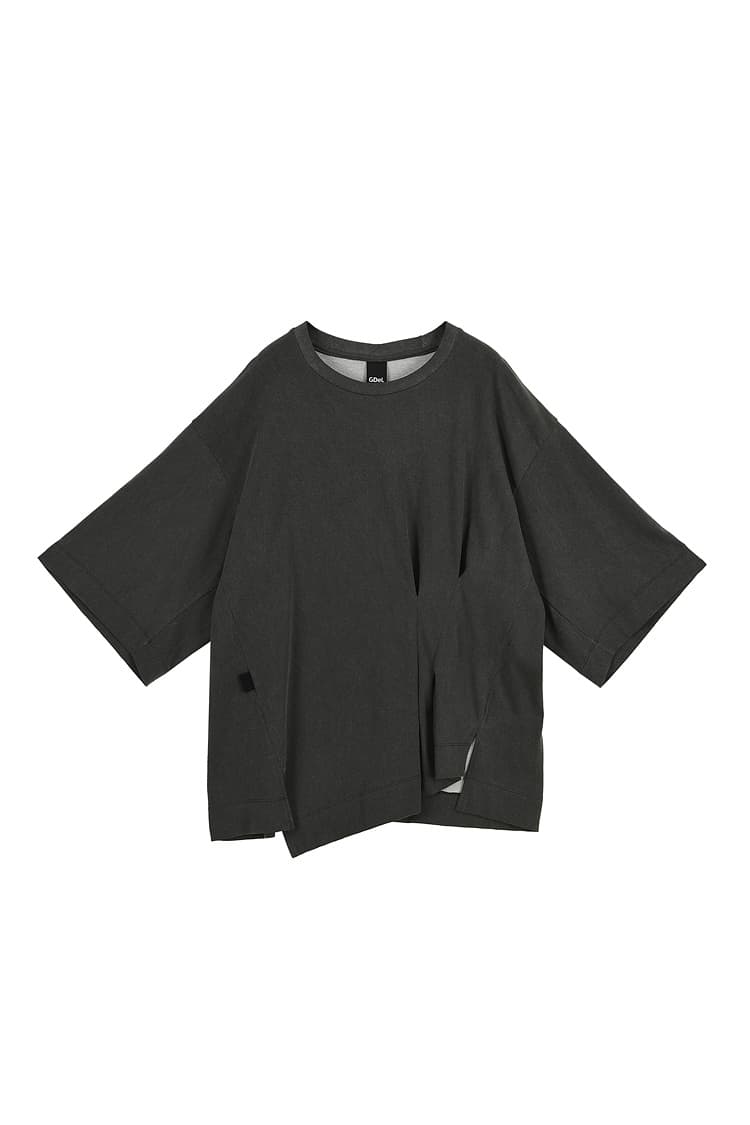 GDeL Pigment Folded Detail Top (Dark Grey)