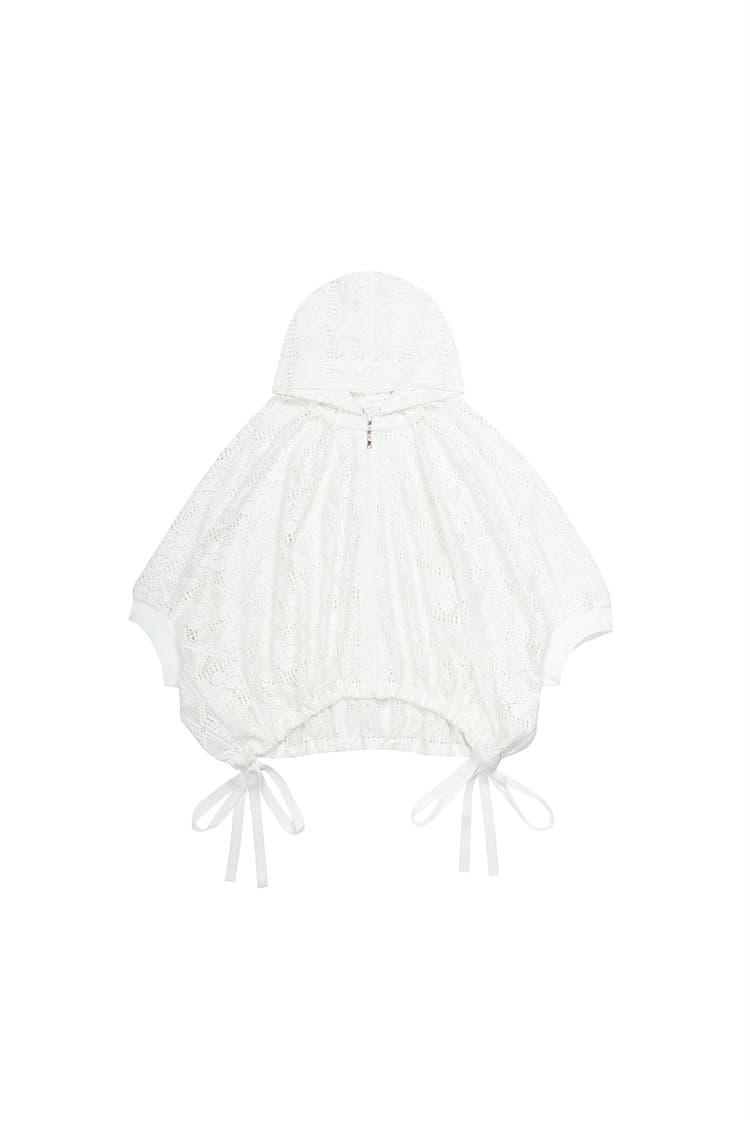 GDeL Diamond Pattern Lace Hooded Cardigan (White)