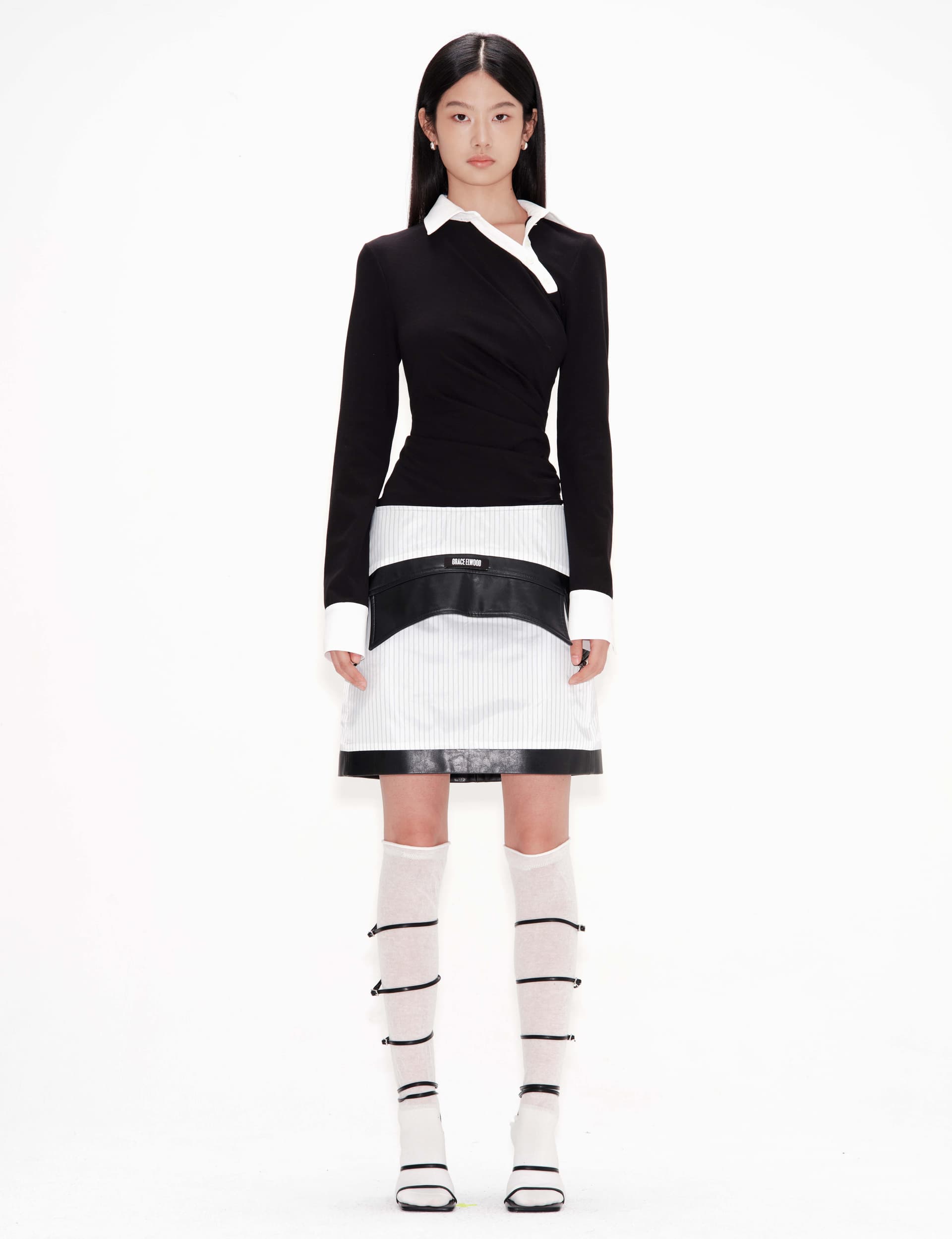 Twisted Collar Draped Jersey