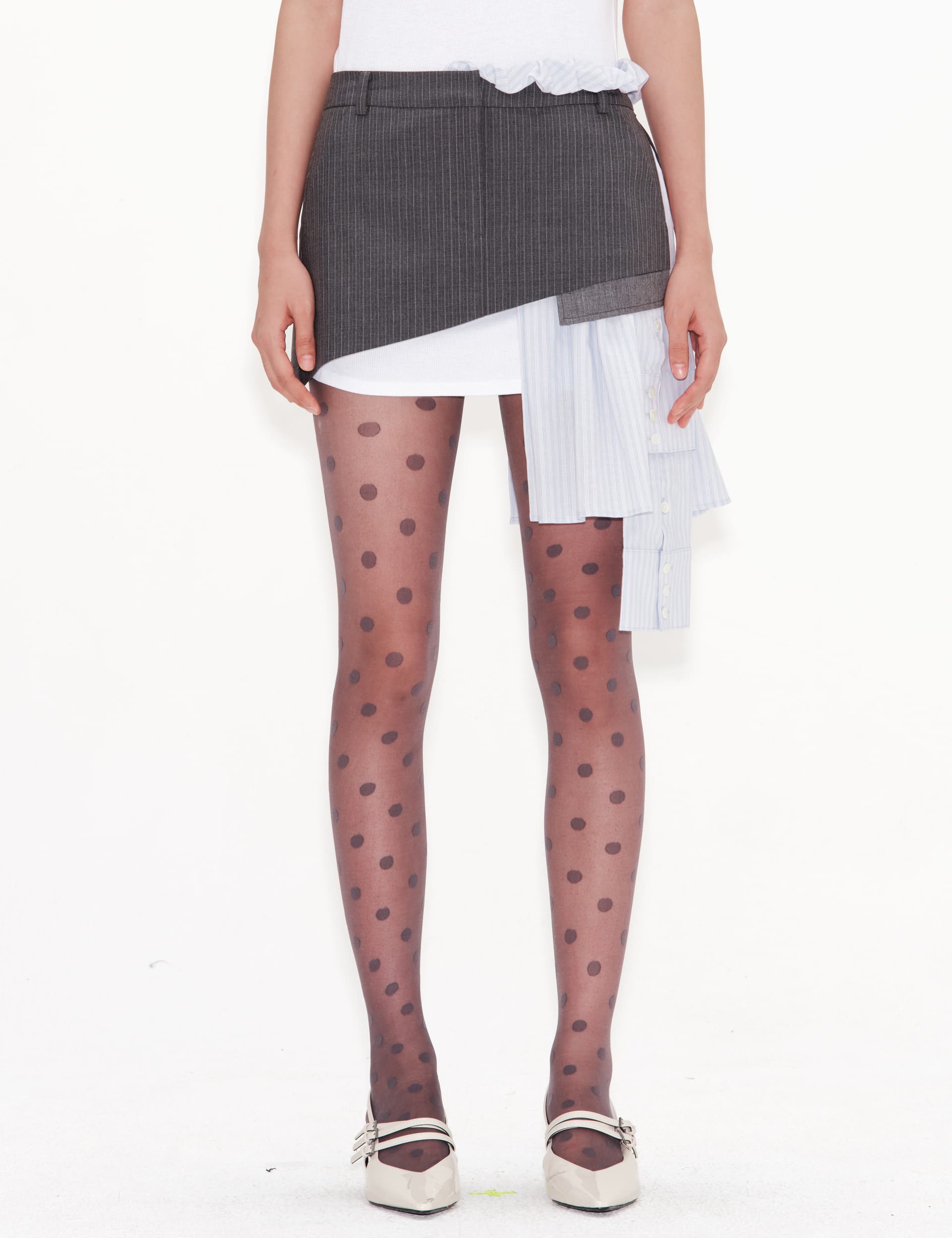 Peek Out Shirt Skirt (Gray Stripe)