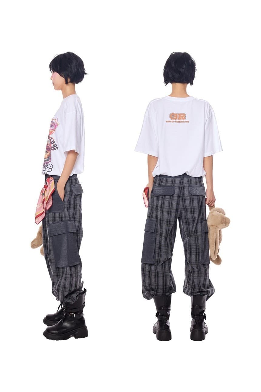 Faux Leather Check Cargo Pants — vue 5
