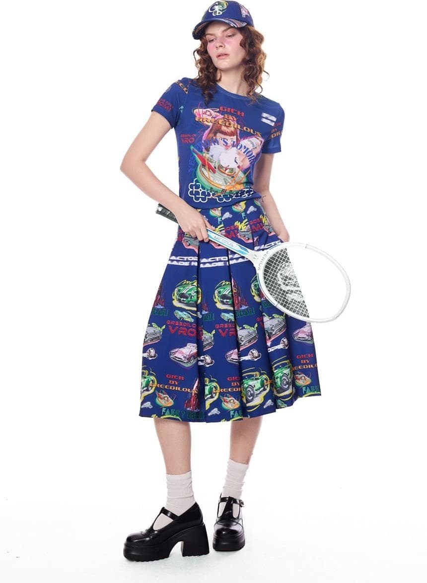 Racing Club Pleated Long Skirt — vue 3