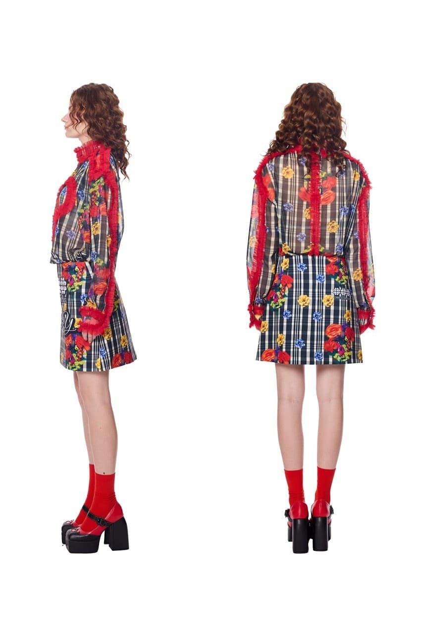 Joy Emblem Check Skirt — vue 5