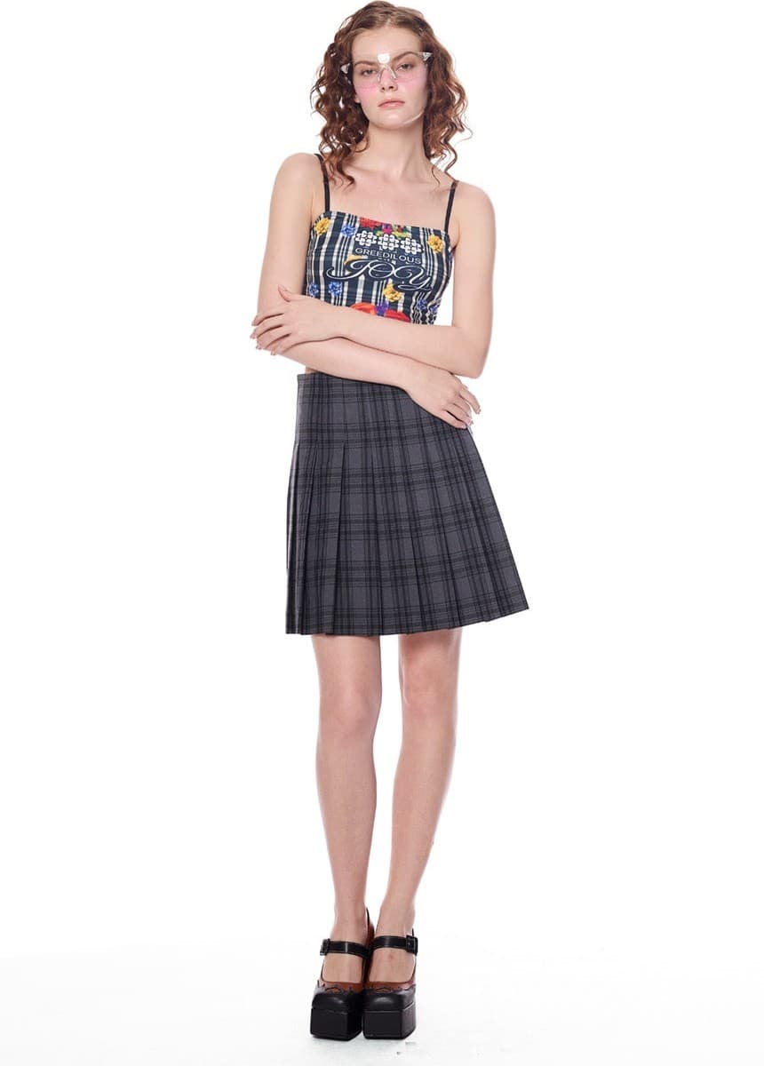 Plaid Pattern Pleated Skirt — vue 4
