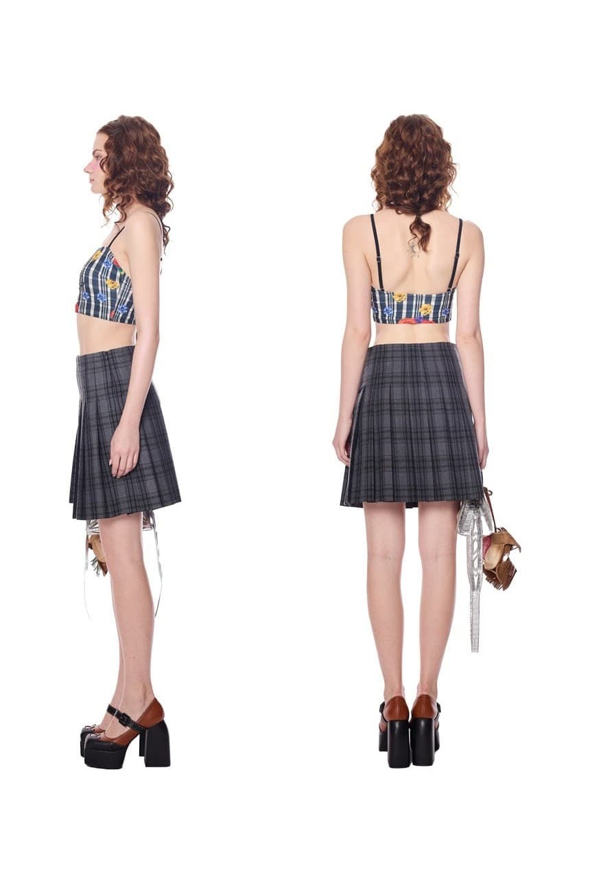 Plaid Pattern Pleated Skirt — vue 5