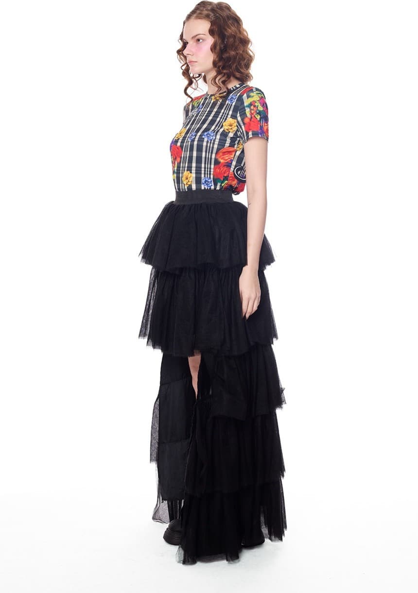 Lace Tiered Ruffle Long Skirt — vue 2