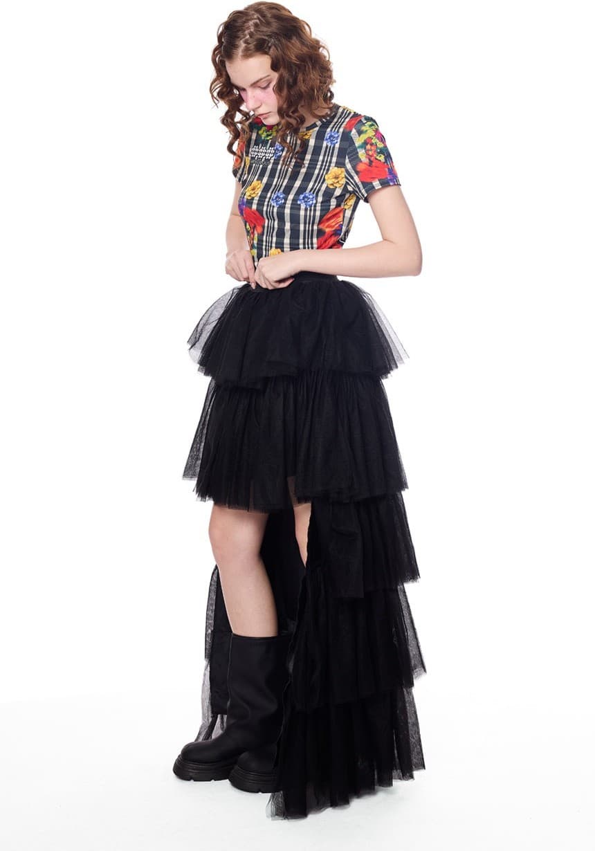 Lace Tiered Ruffle Long Skirt — vue 4