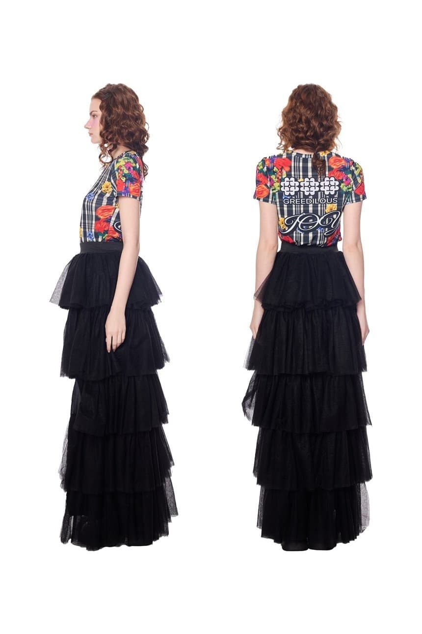 Lace Tiered Ruffle Long Skirt — vue 5