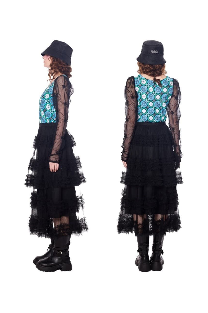 Sheer Lace Tiered Ruffle Mid Skirt — vue 5