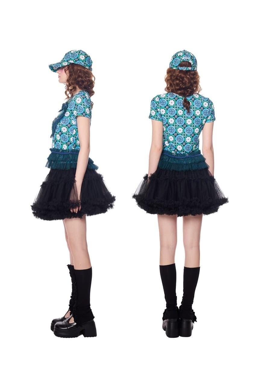 Sheer Lace Tiered Ruffle Mini Skirt — vue 5