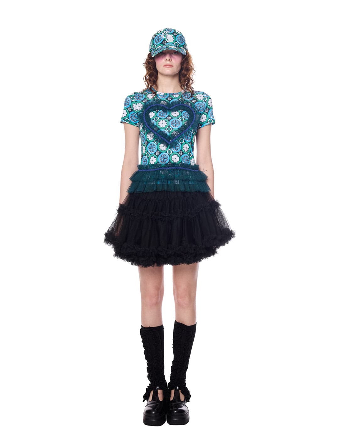 Sheer Lace Tiered Ruffle Mini Skirt — vue 1