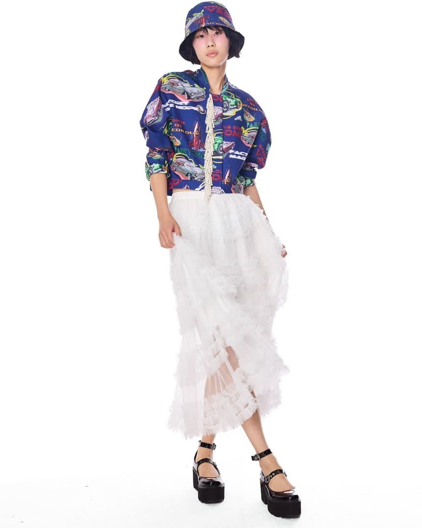 Sheer Ruffle Lace Maxi Skirt — vue 3