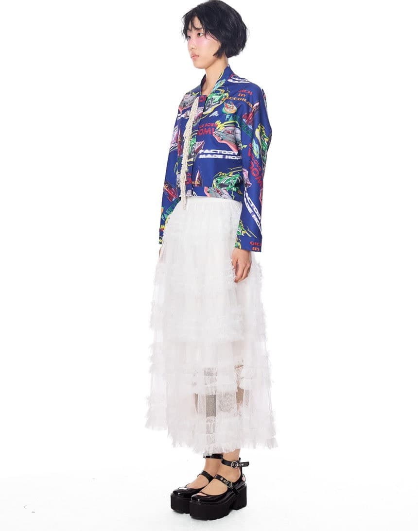Sheer Ruffle Lace Maxi Skirt — vue 4