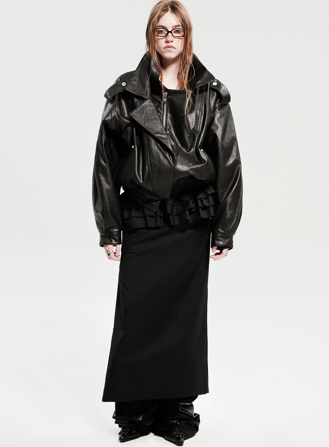 Double Collar Shoulder Outerwear _ Black — vue 10