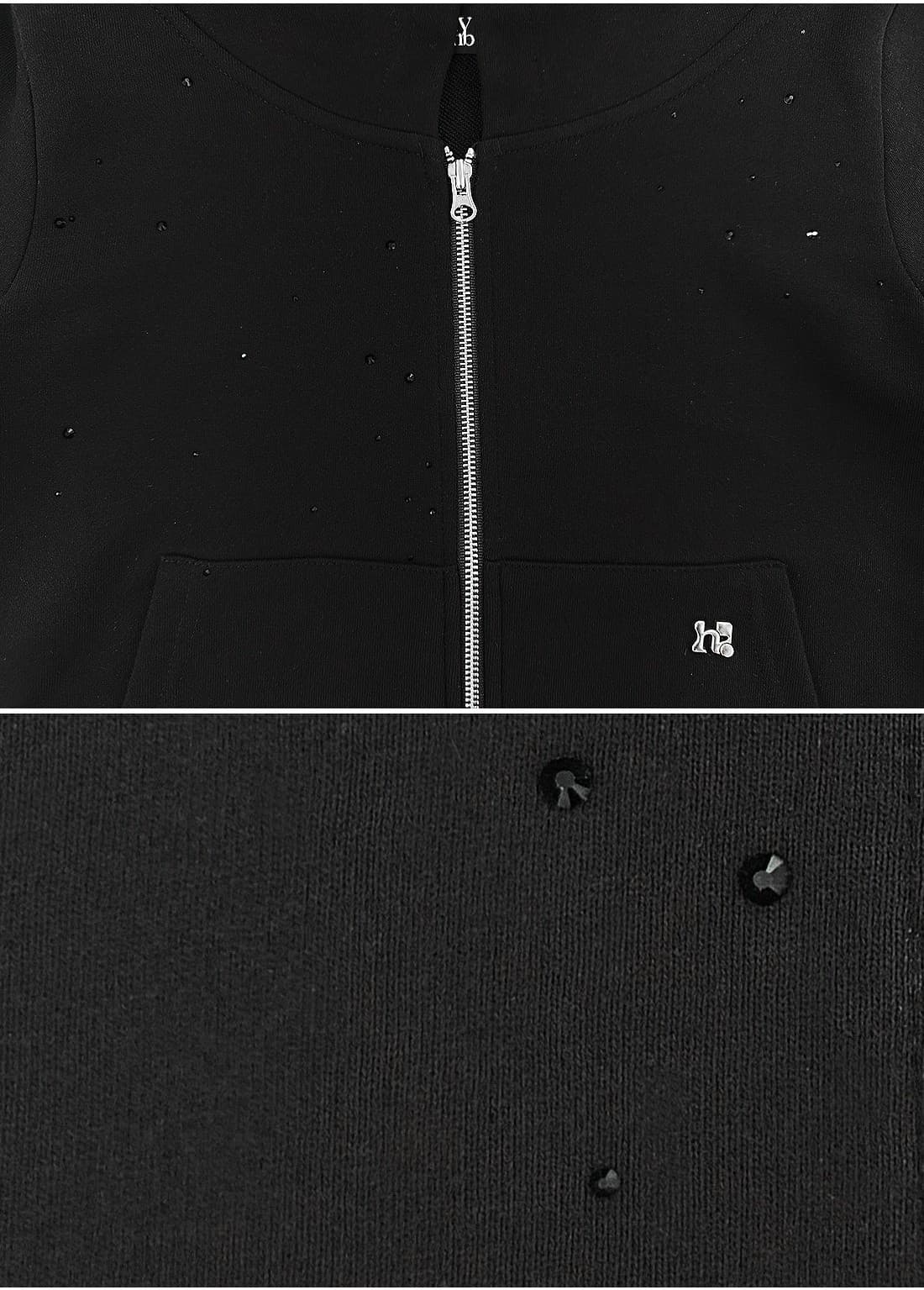 Holy Symbol Crop Hooded Zip-Up_black — vue 9