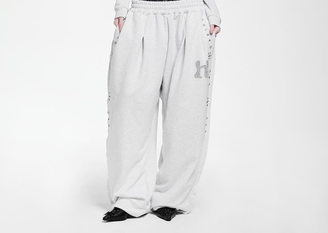 Simple One Tuck String Pants_WHITE MELANGE — vue 3