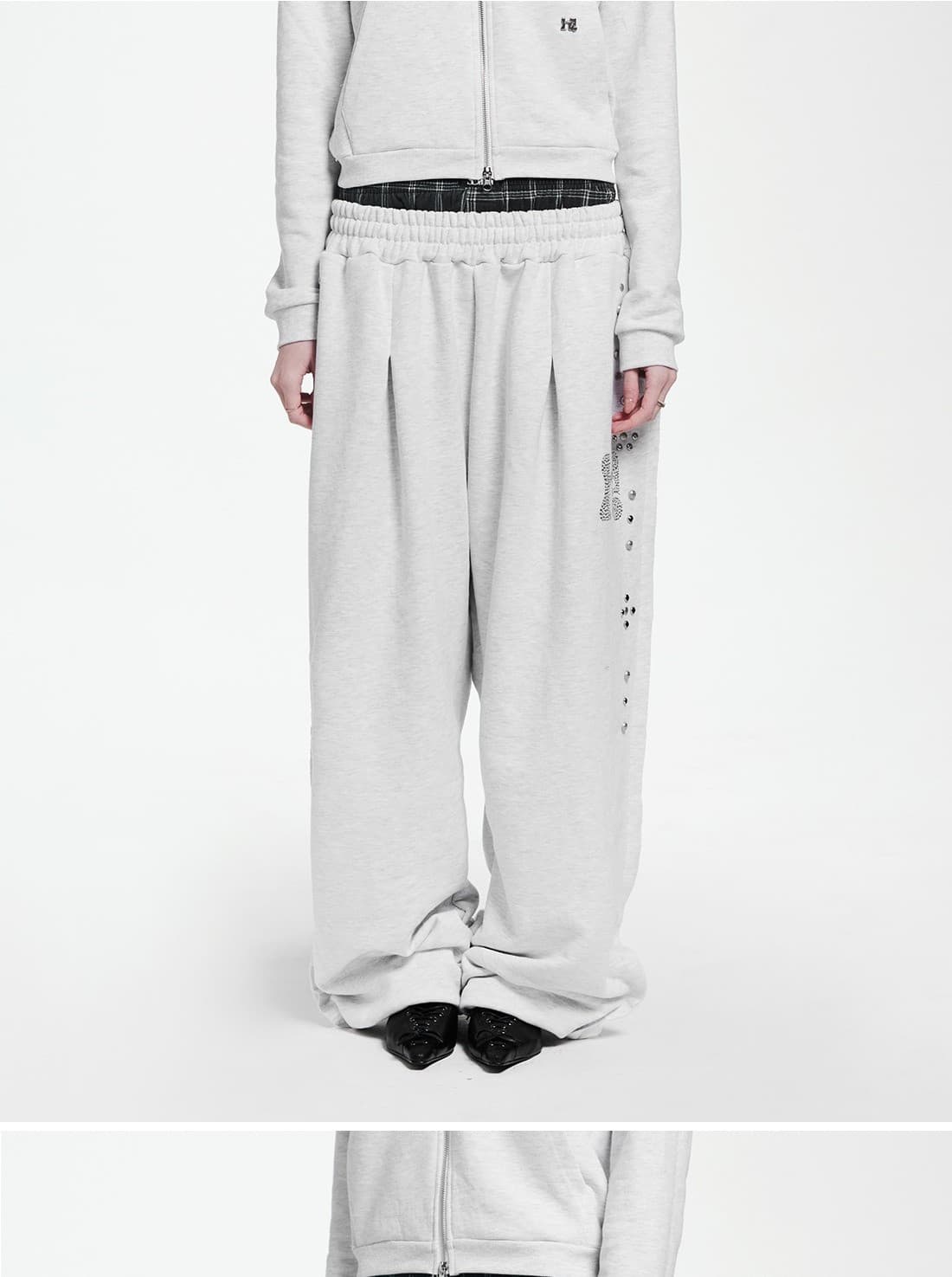 Simple One Tuck String Pants_WHITE MELANGE — vue 6