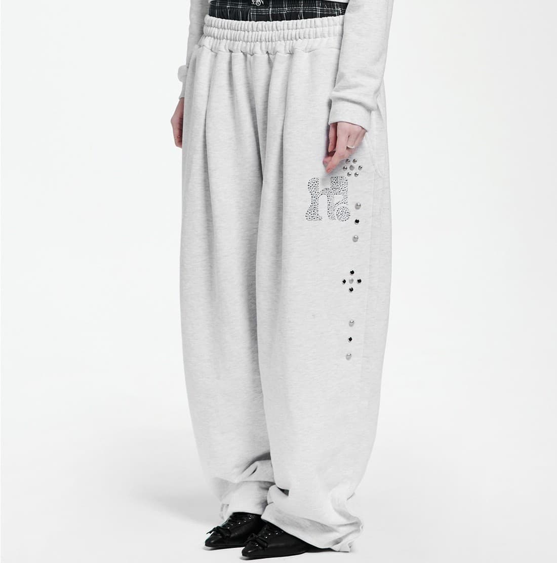 Simple One Tuck String Pants_WHITE MELANGE — vue 7