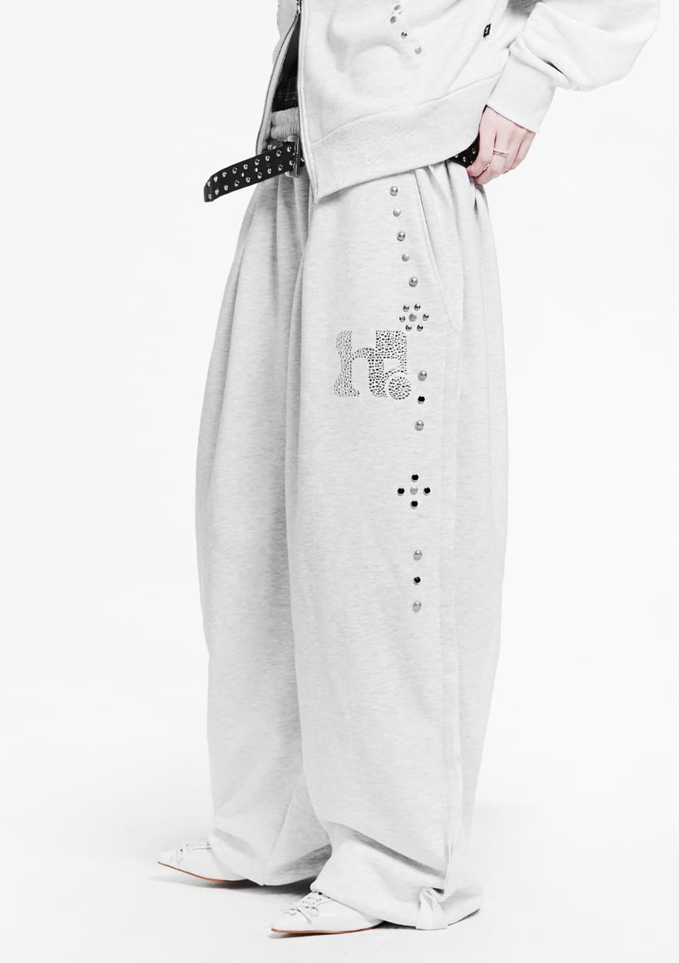 Simple One Tuck String Pants_WHITE MELANGE — vue 1