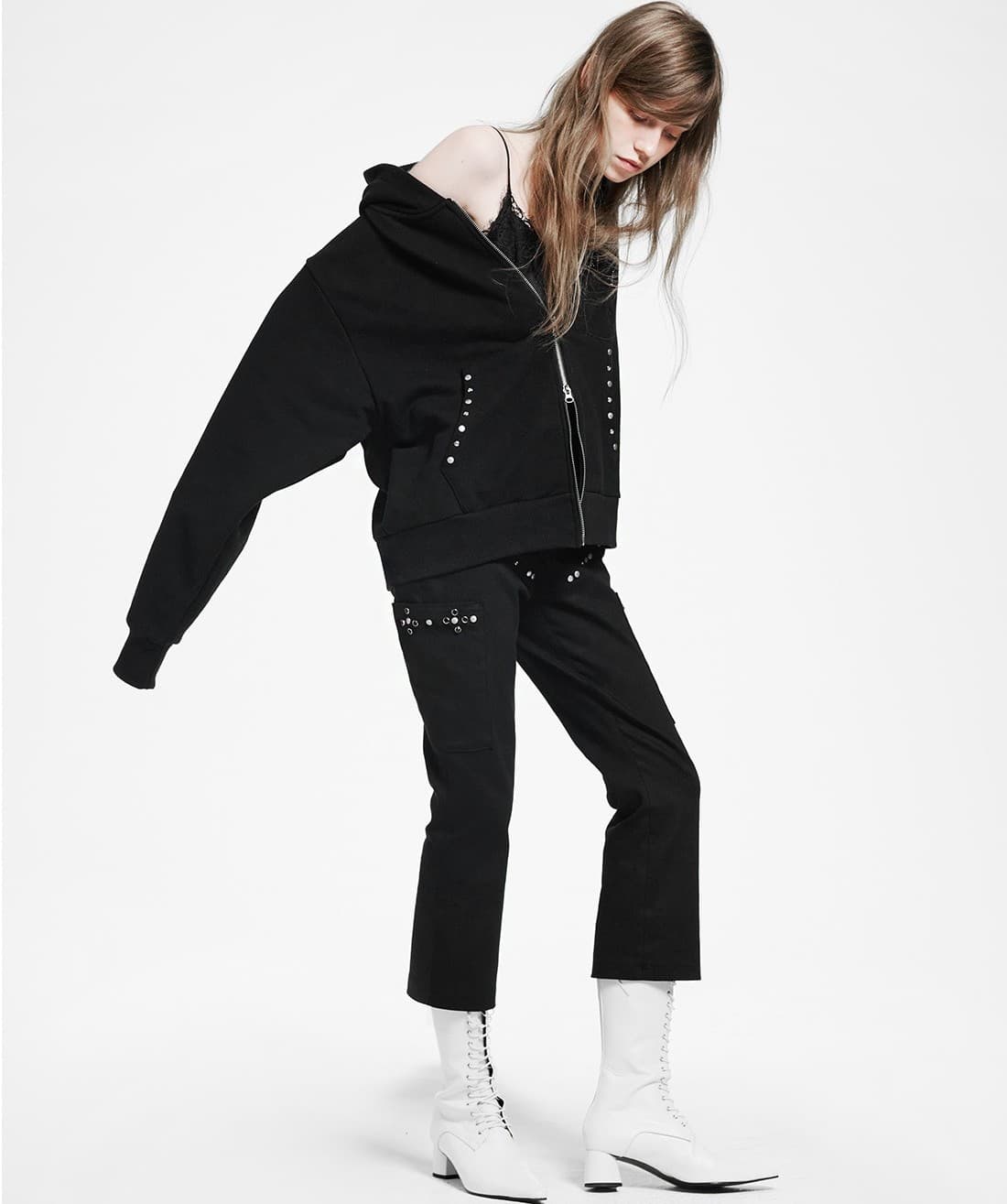 Holy Symbol Oversized hooded zip-up_BLACK — vue 2