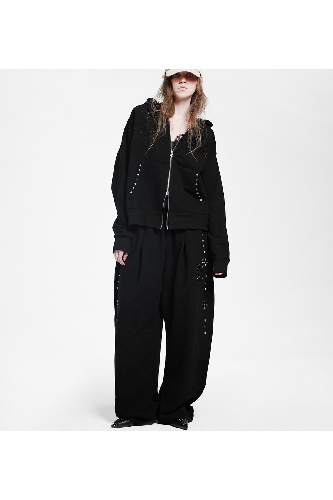 Holy Symbol Oversized hooded zip-up_BLACK — vue 7