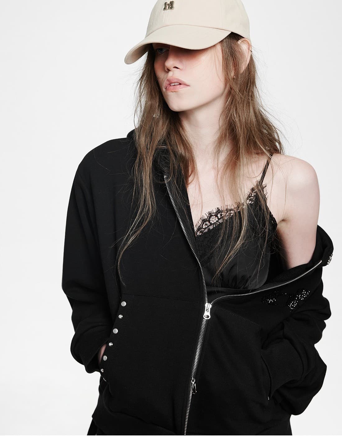 Holy Symbol Oversized hooded zip-up_BLACK — vue 8