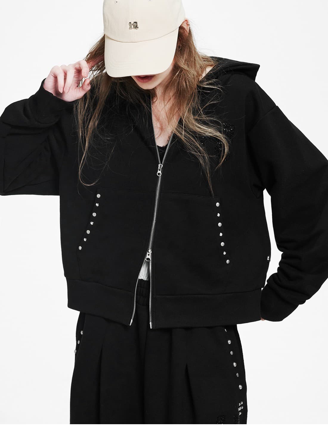 Holy Symbol Oversized hooded zip-up_BLACK — vue 10