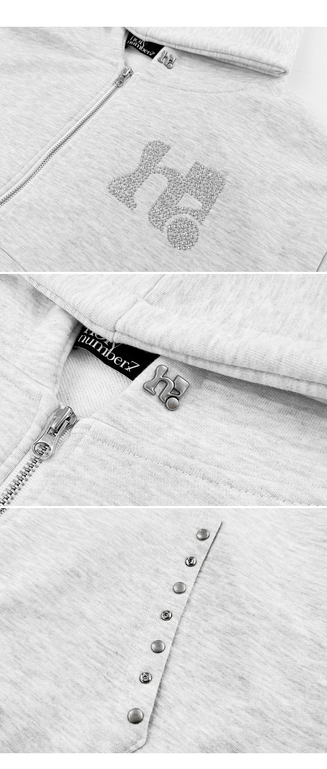 Holy Symbol Oversized hooded zip-up_WHITE MELANGE — vue 11