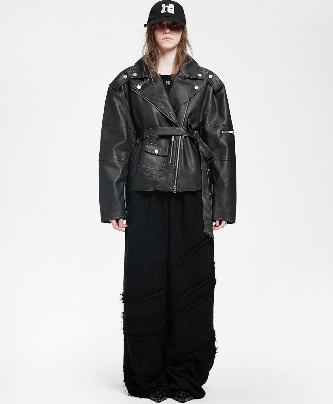 Vintage Leather Belted Jacket — vue 8