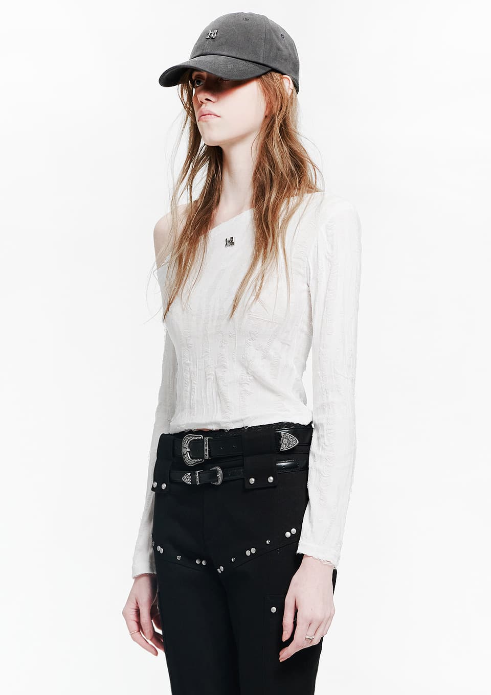 Holy Symbol Ripped Off-shoulder Top_WHITE — vue 1