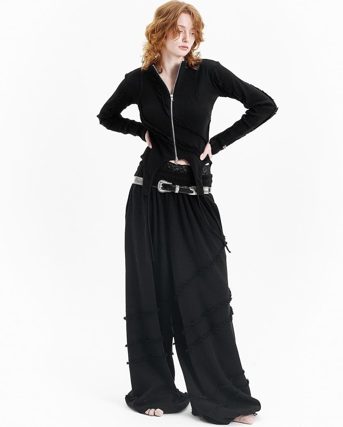 Waffle diagonal decoration pants — vue 2