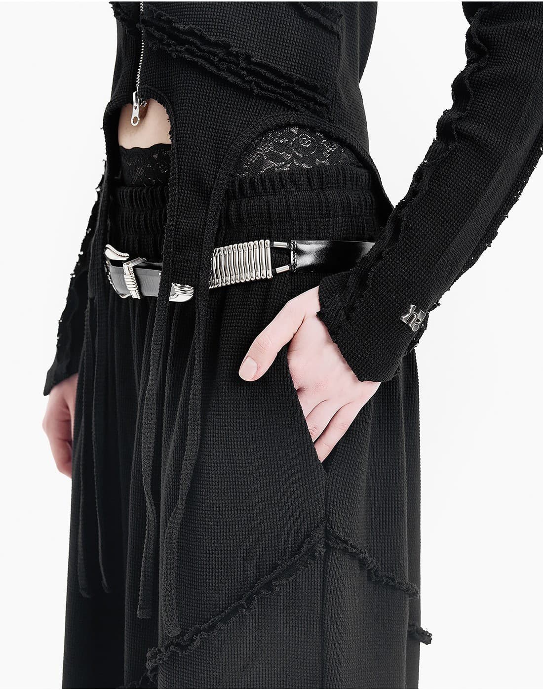 Waffle diagonal decoration pants — vue 4