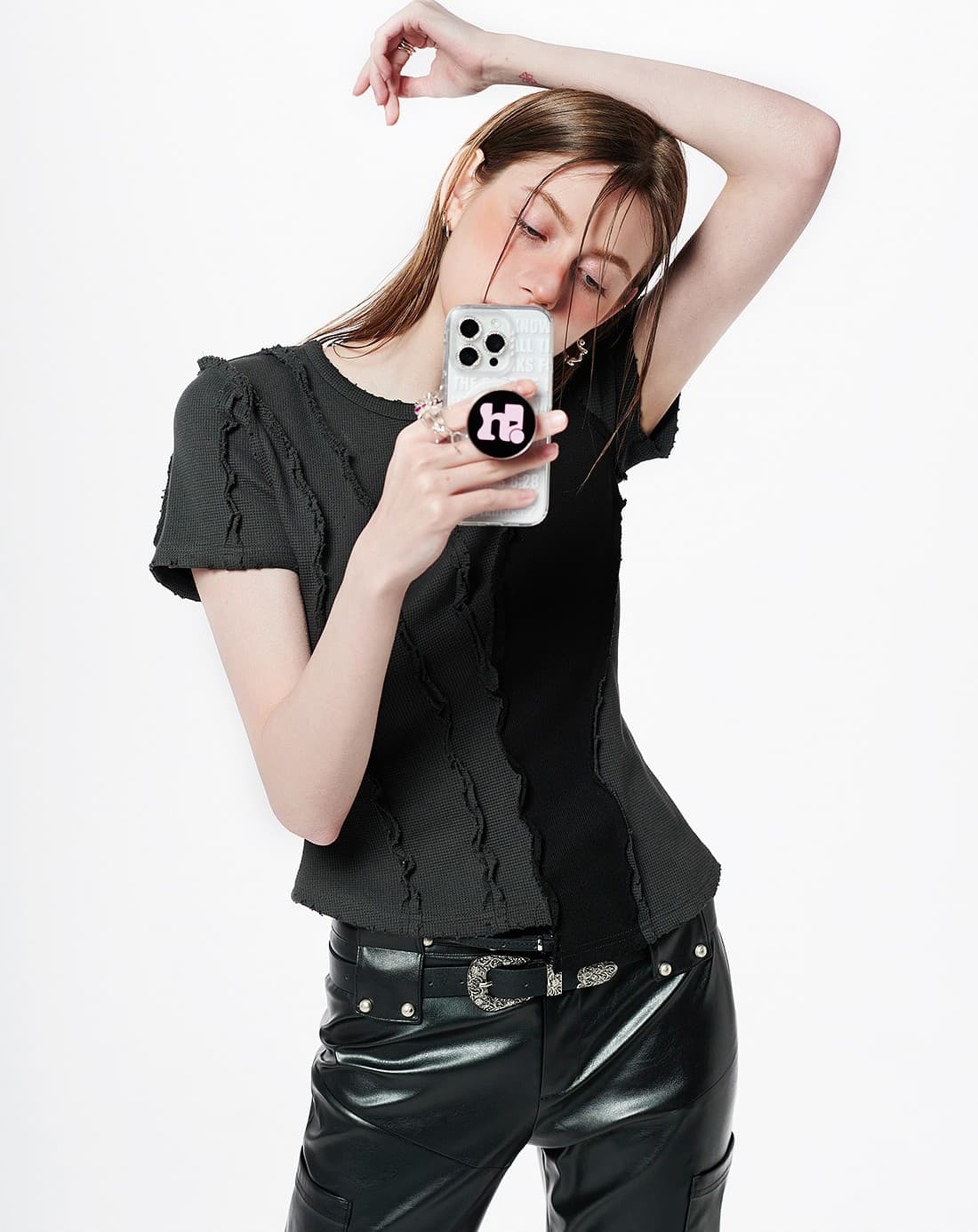 Asymmetric Layered Wave Cut T-Shirt — vue 2