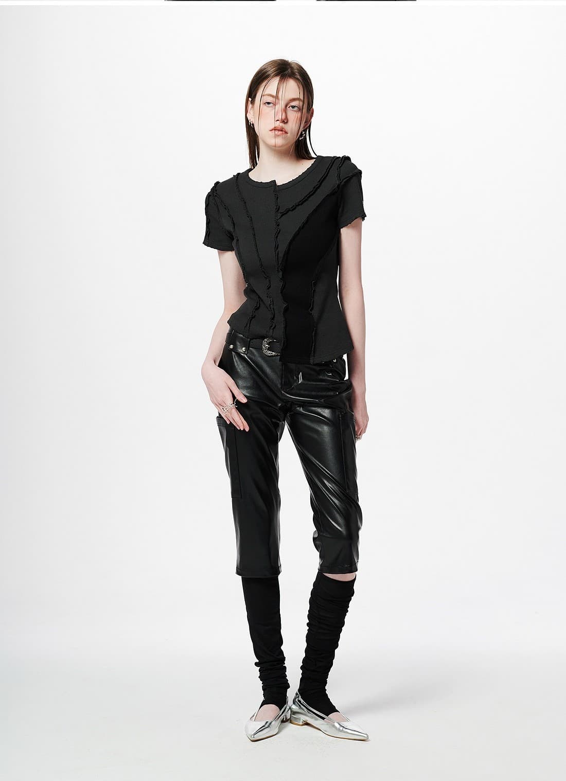 Asymmetric Layered Wave Cut T-Shirt — vue 3