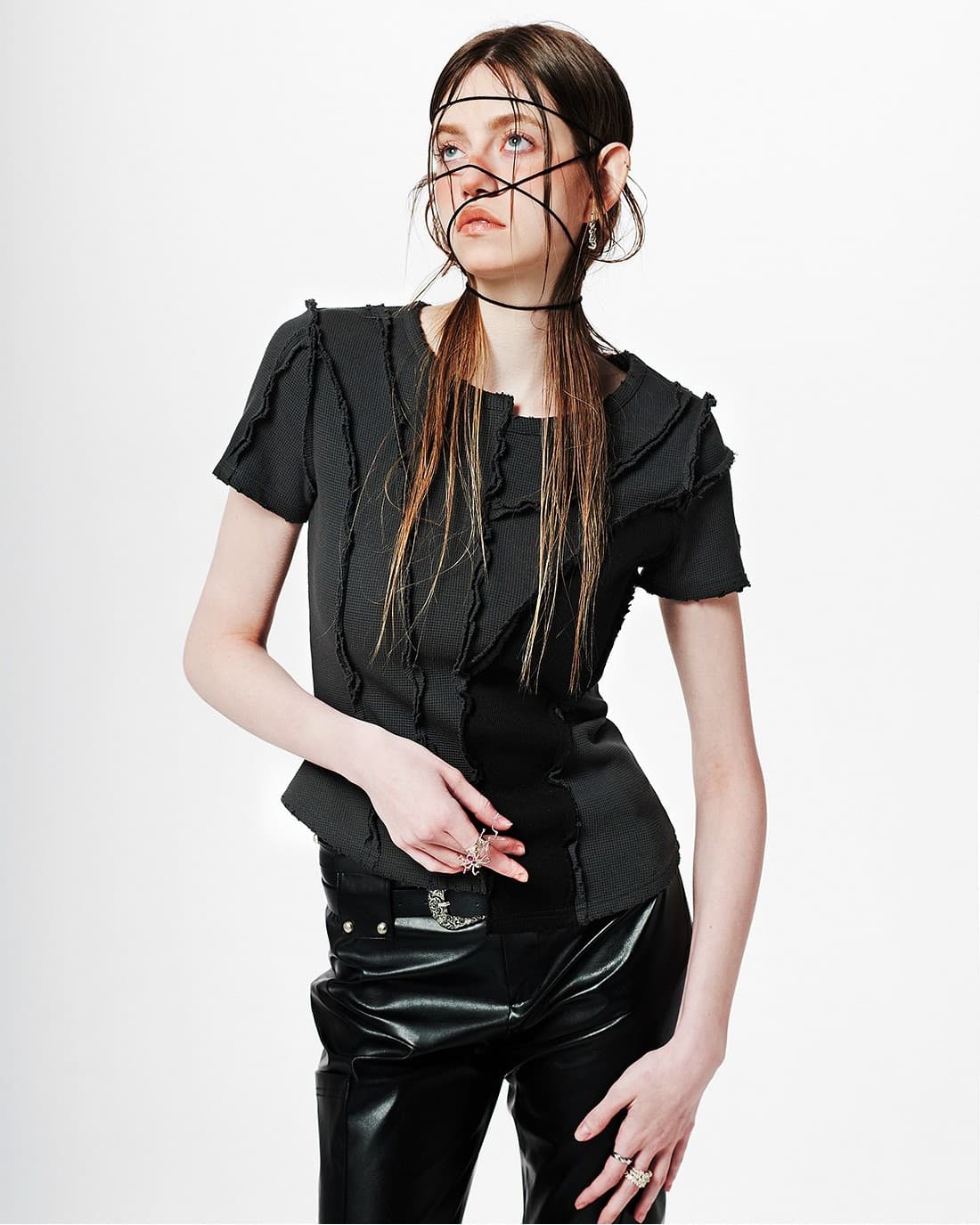 Asymmetric Layered Wave Cut T-Shirt — vue 4