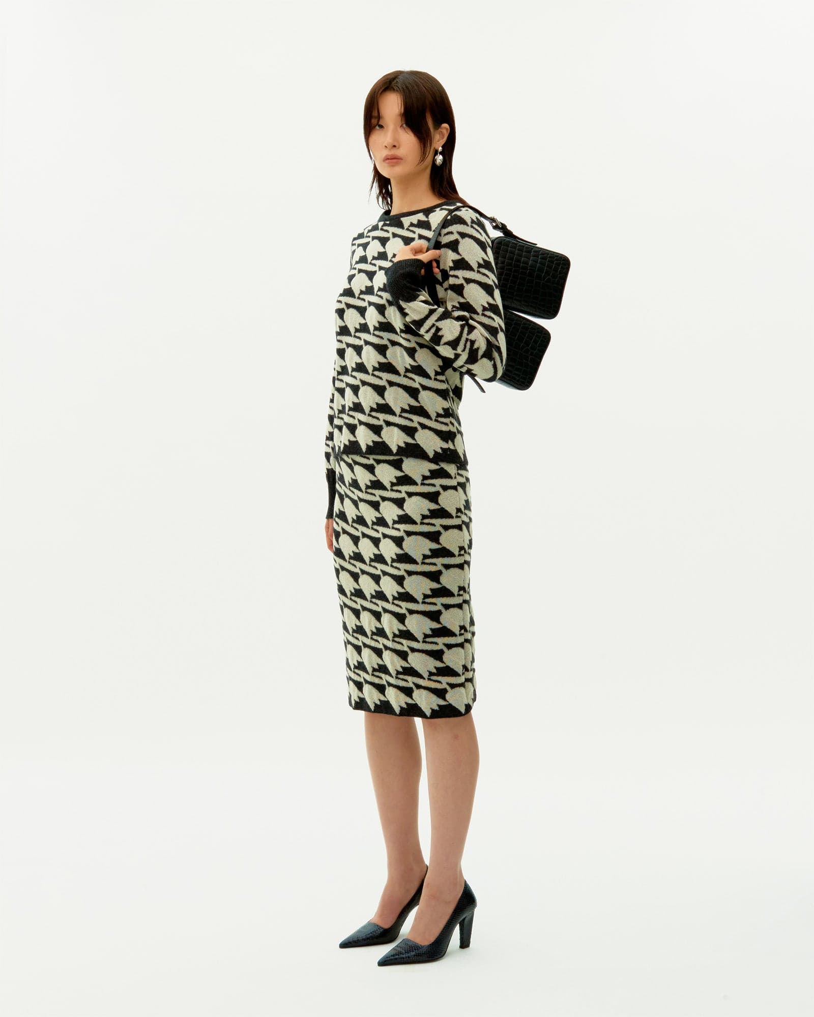 Tulip Jacquard Wool Skirt