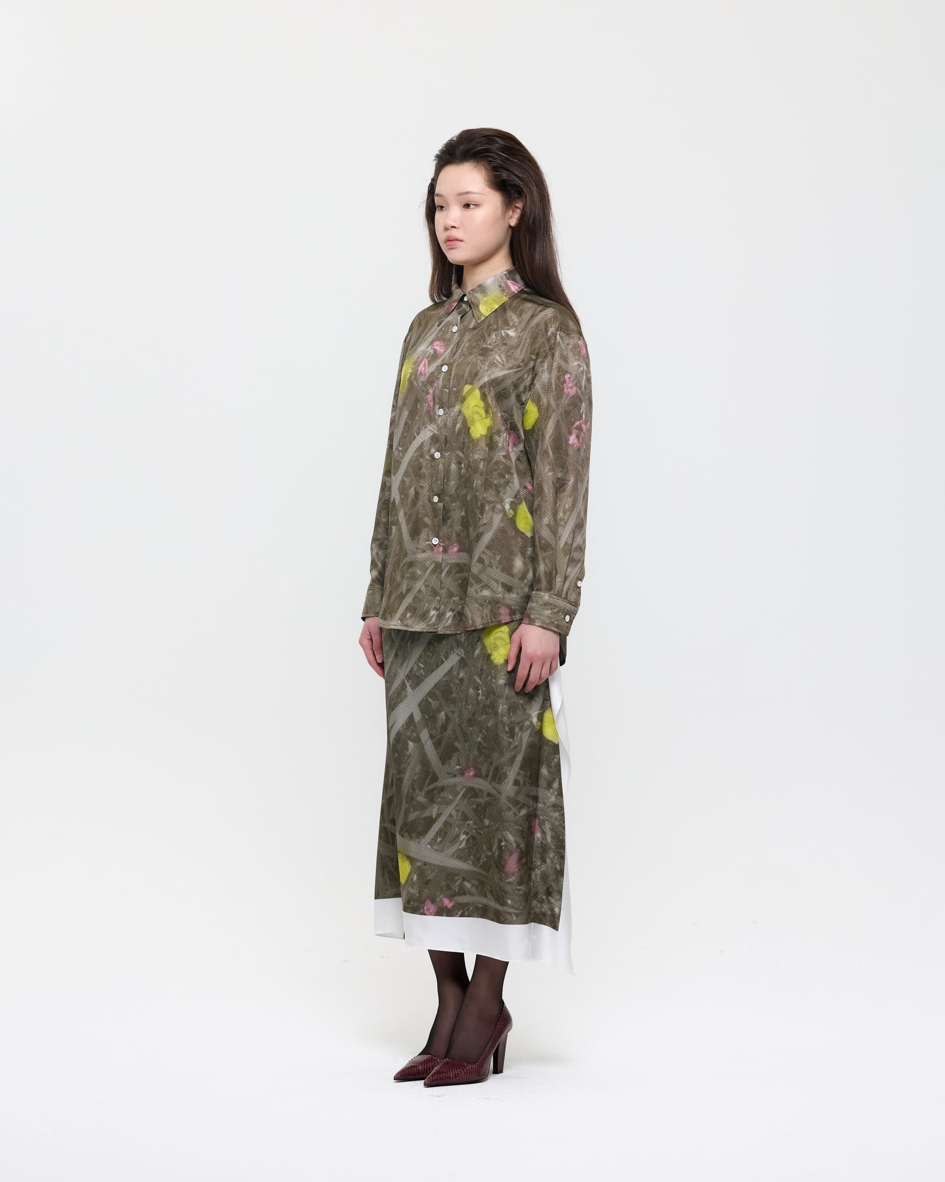 Olive Green Evening Primrose Flag Skirt — vue 1