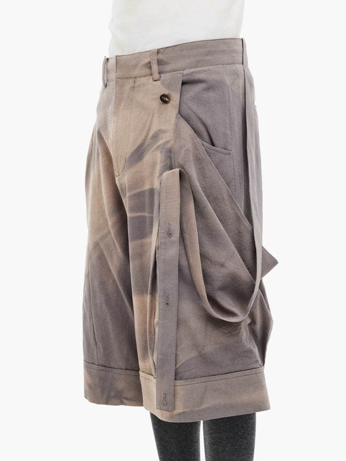 Sun-Bleached Layered Strap Half Trousers - Grey