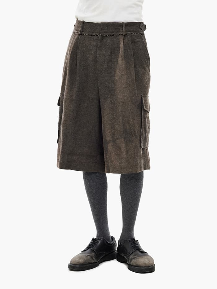 Sun-Bleached Multi Pocket Half Trousers - Brown — vue 1